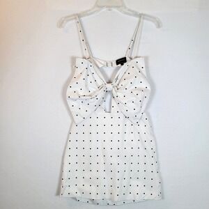 BARDOT Womens White Black Polka Dot Bow Cutout Mini Dress Size Small Retro